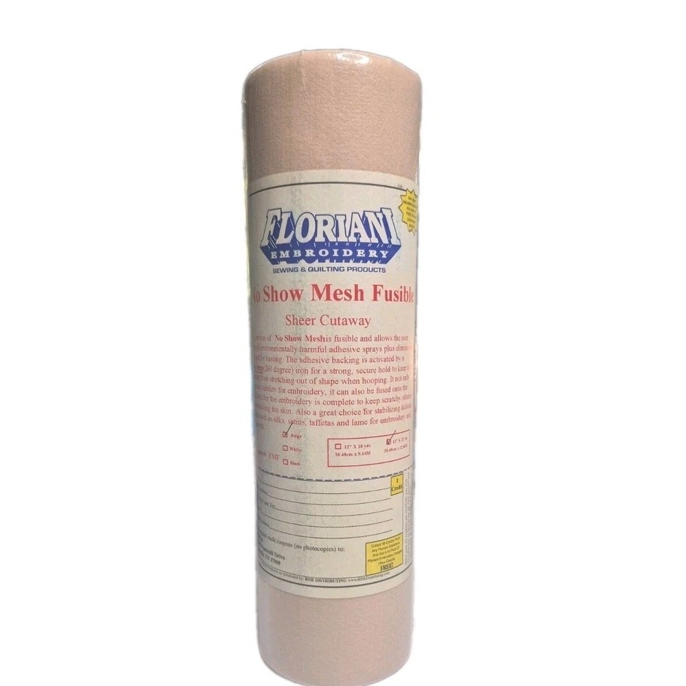 Floriani No Show Mesh Fusible‎ Cutaway Stabilizer 12" x 20yd Beige